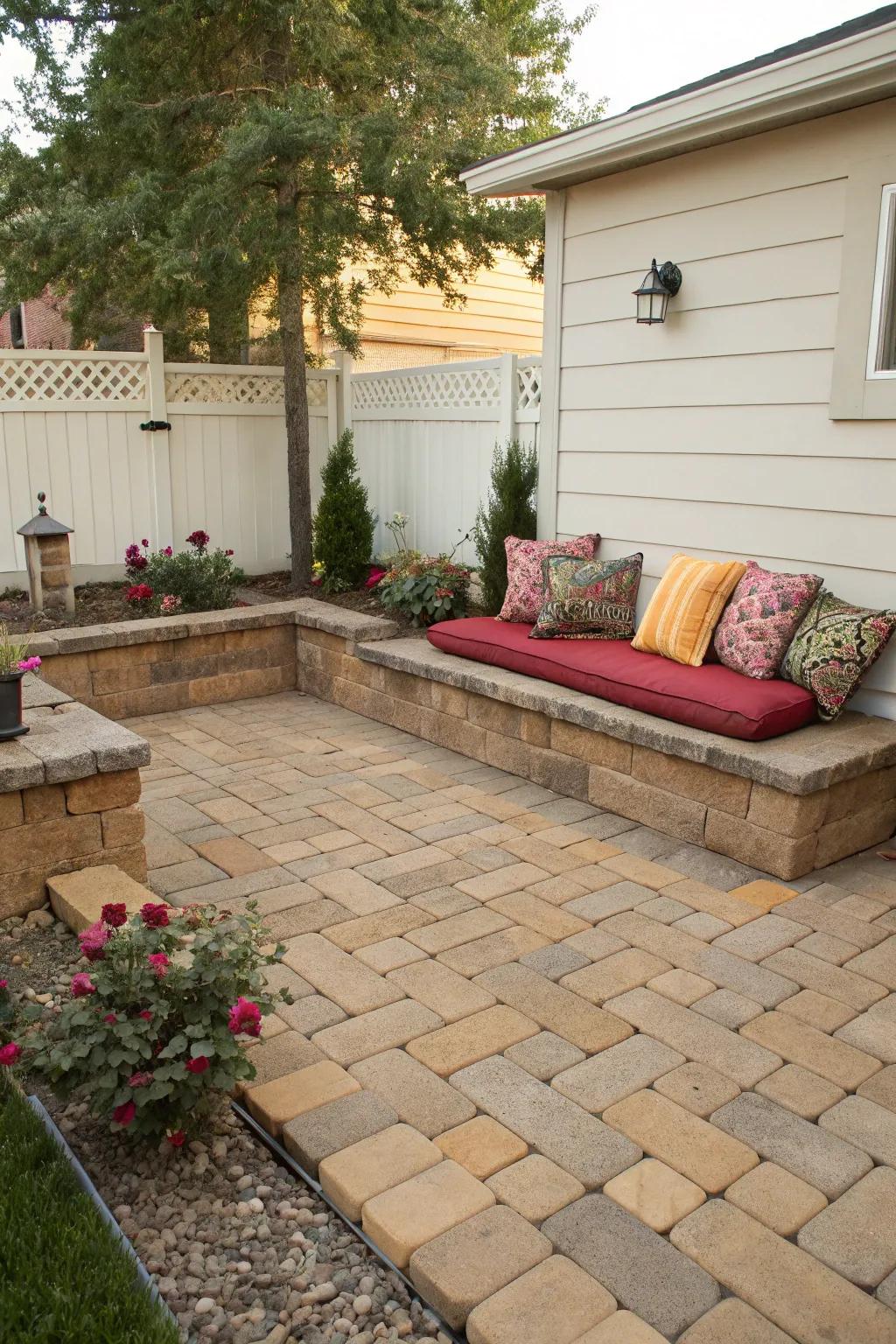 A utilitarian seating strategy utilizing pre-existing patio walls.