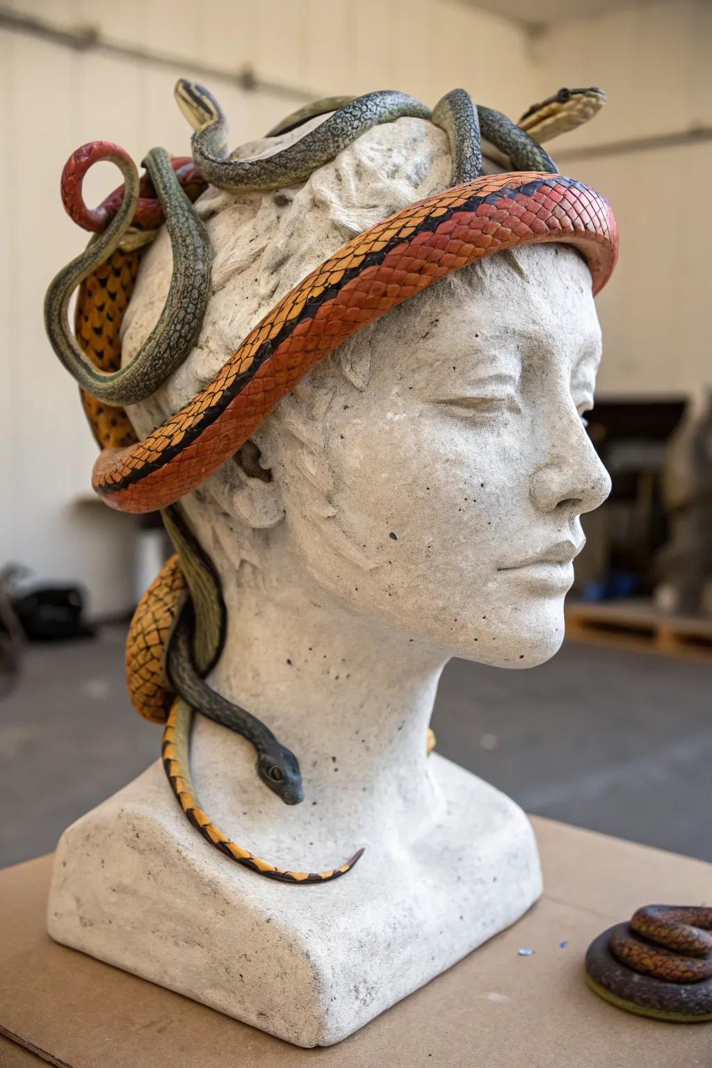 Beware of Medusa's gaze with this snake-adorned head.