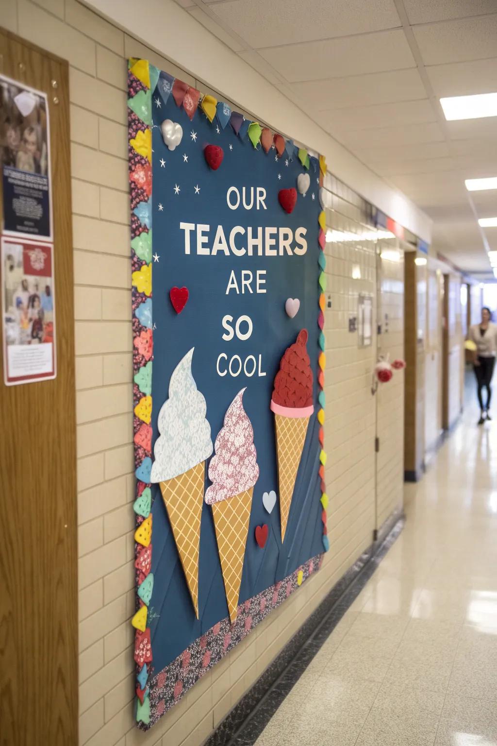 An ice cream-inspired display honoring the coolness of our teaching staff.