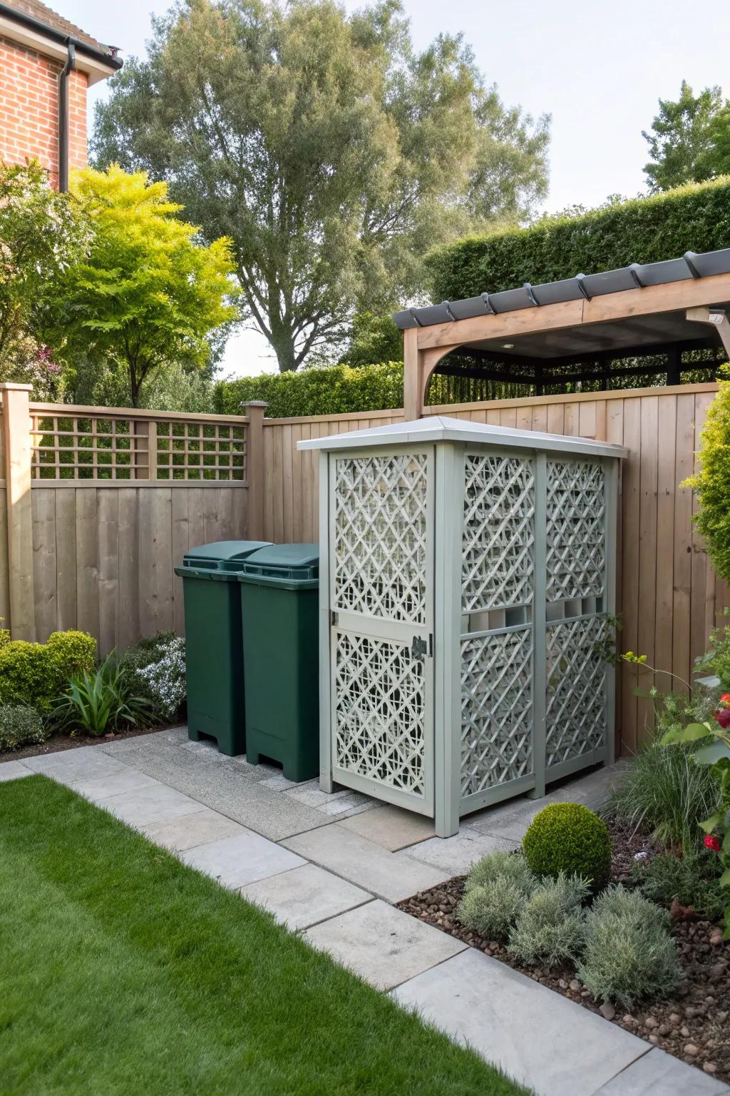 Bring a contemporary look with latticed wheelie bin stores.