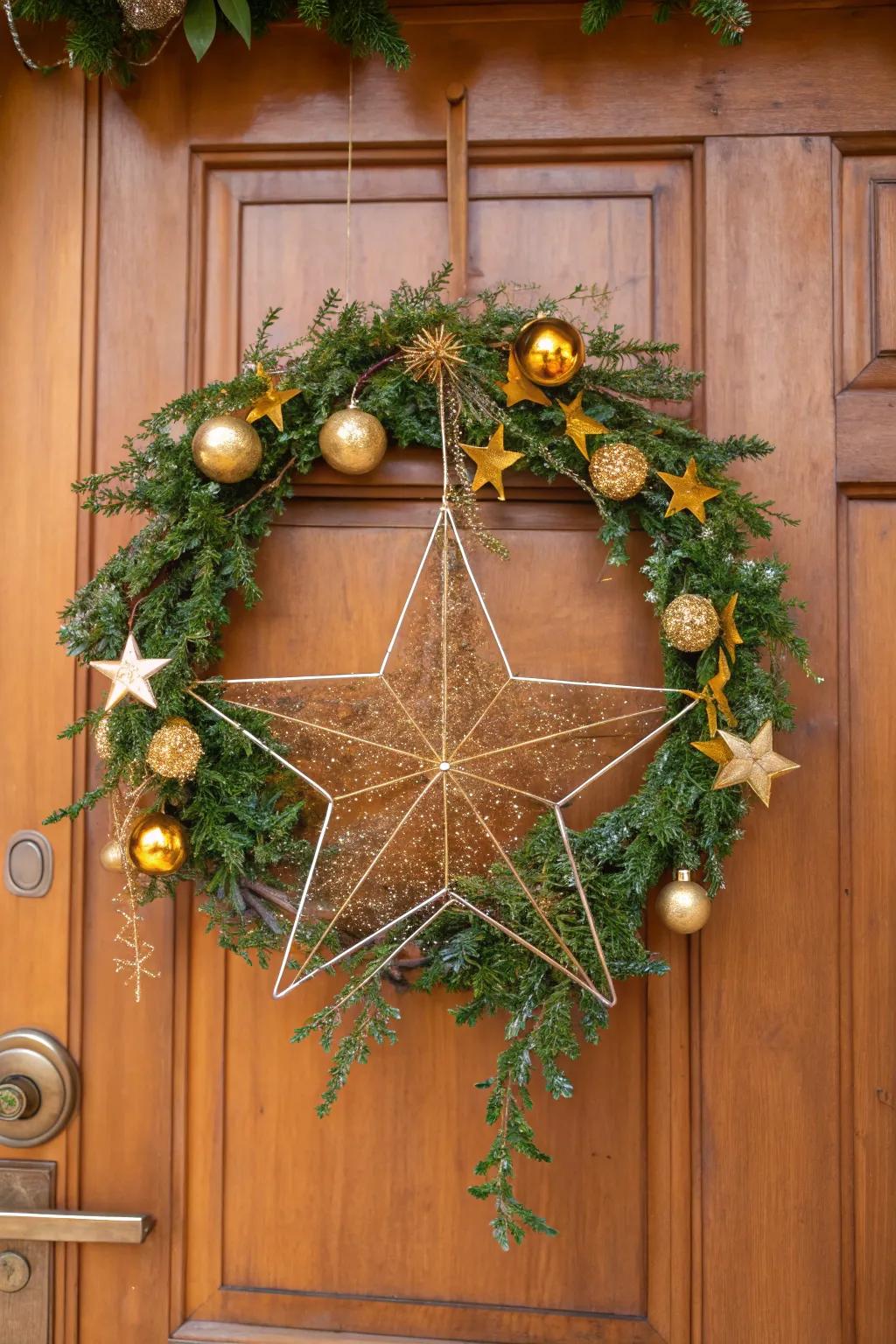 Bring holiday cheer with a festive Christmas star wreath.