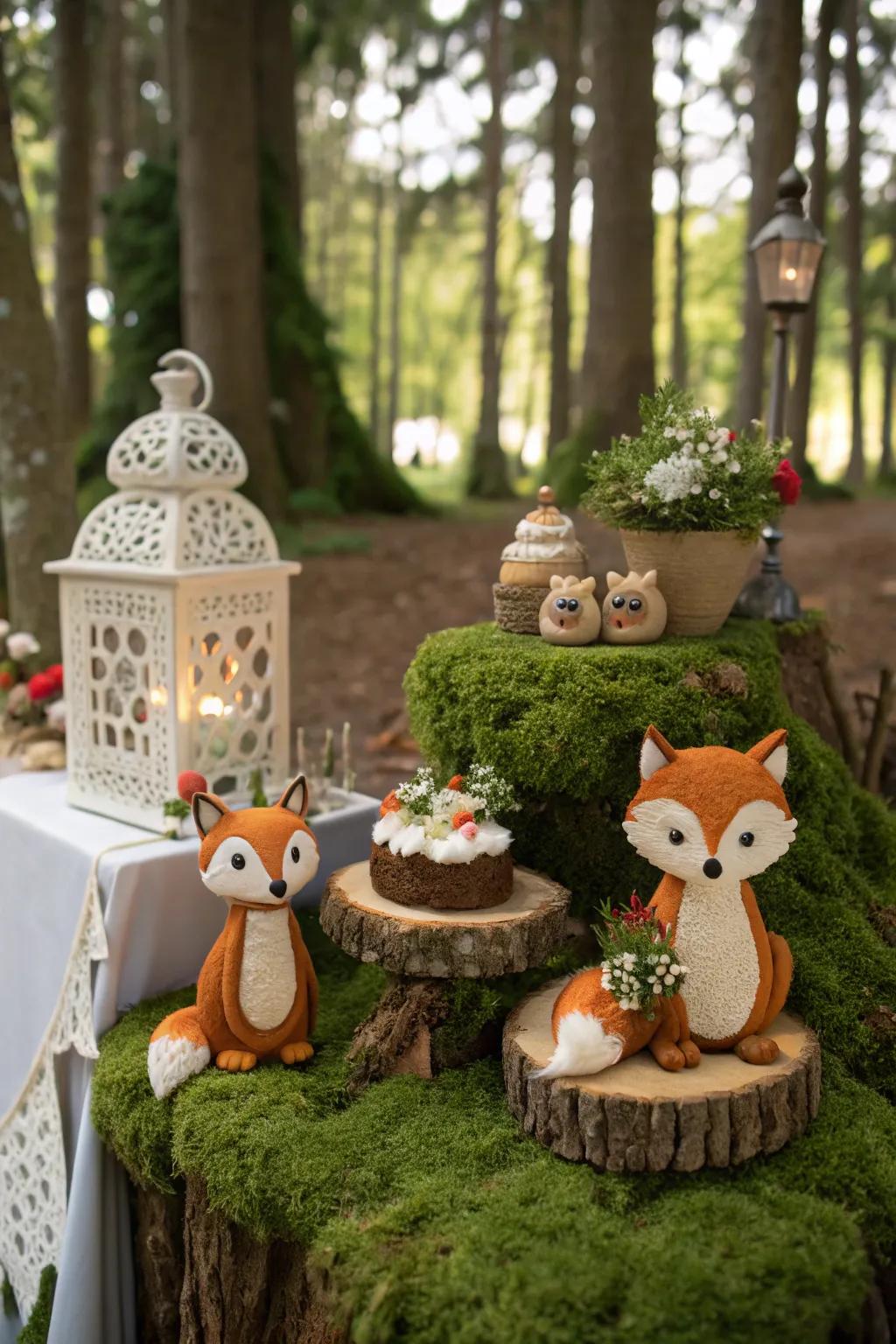 Infuse allure through forest creature decorations.