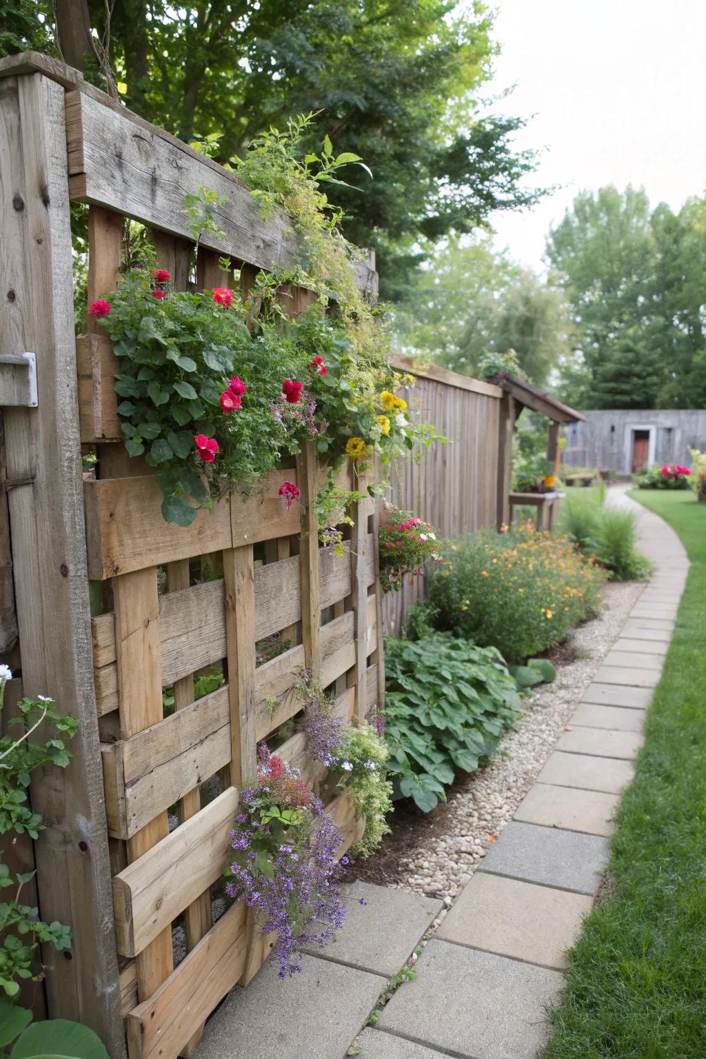 Pallet fences are a budget-friendly DIY project with rustic charm.