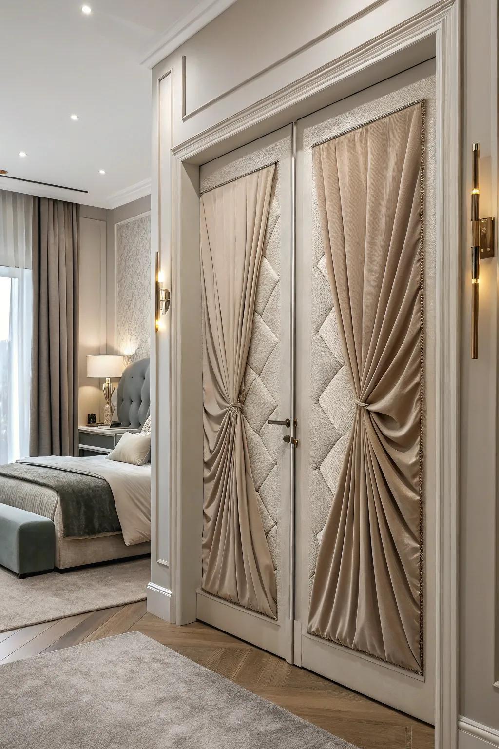 Fabric panels add elegance and texture to your bedroom door.