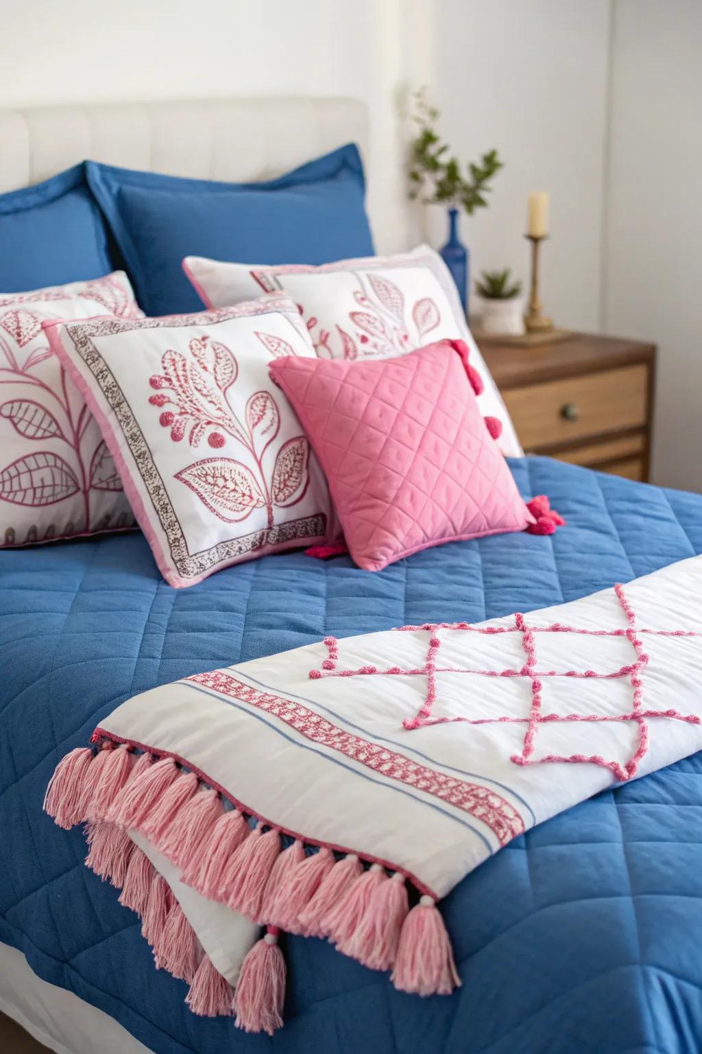 Ornamental cushions and throws provide both comfort and flair.