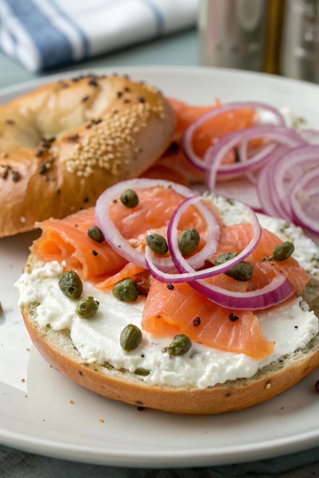 A flavorful bagel and lox platter for a classic touch.