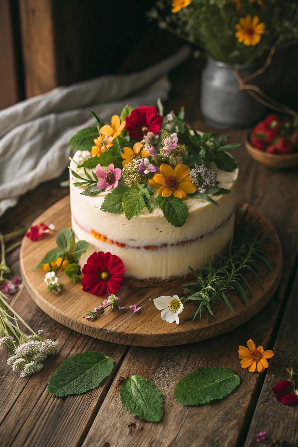 A garden fresh cake that brings a slice of nature within.