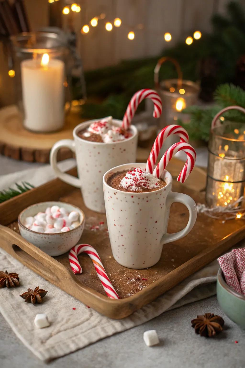 Rejuvenate with a candy cane hot beverage station.