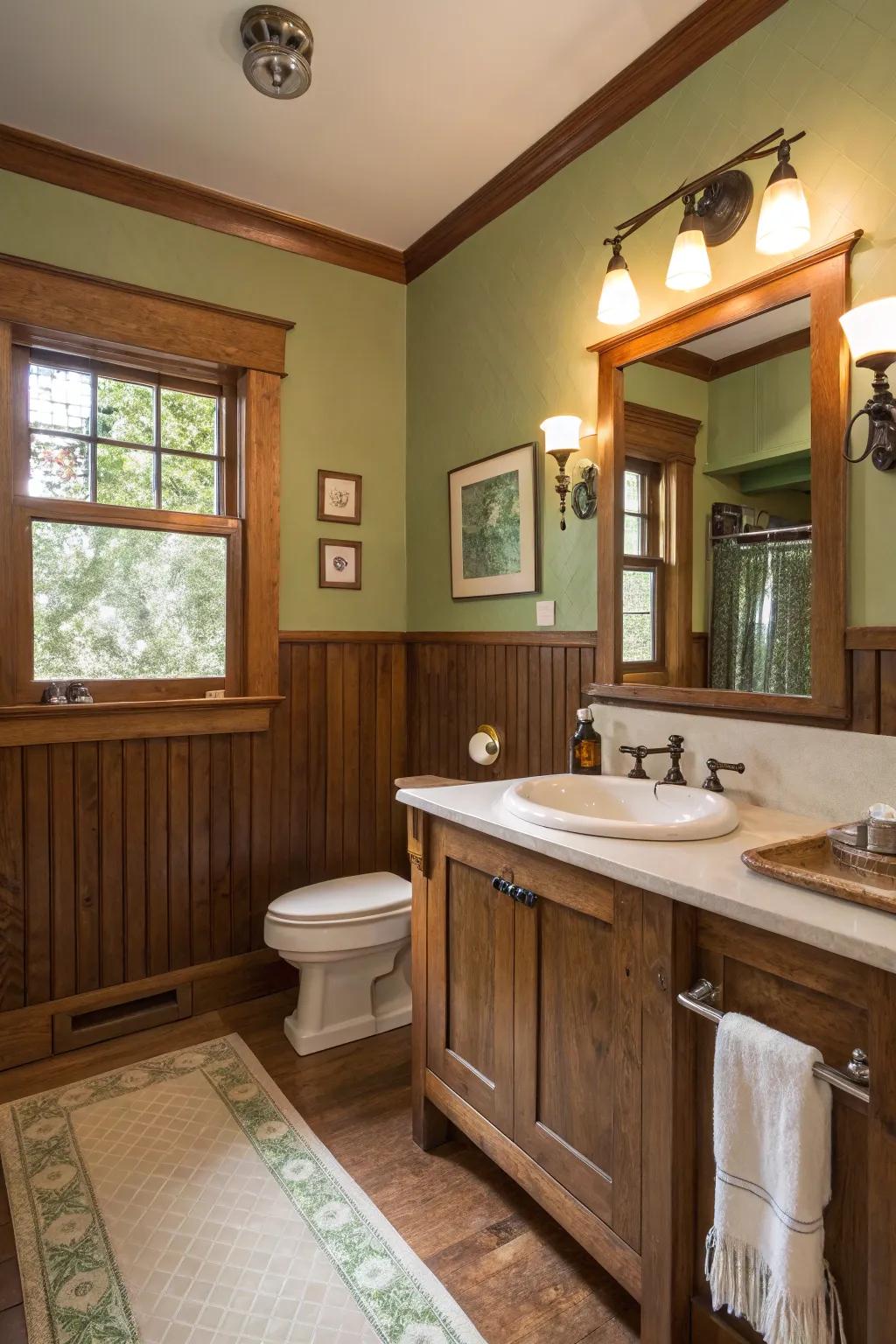 A soothing craftsman bathroom with an earthy color palette.
