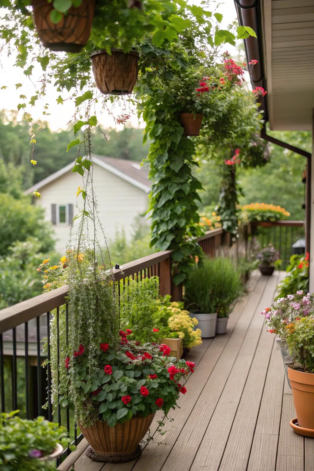 Greenery enhances the natural beauty of your deck.