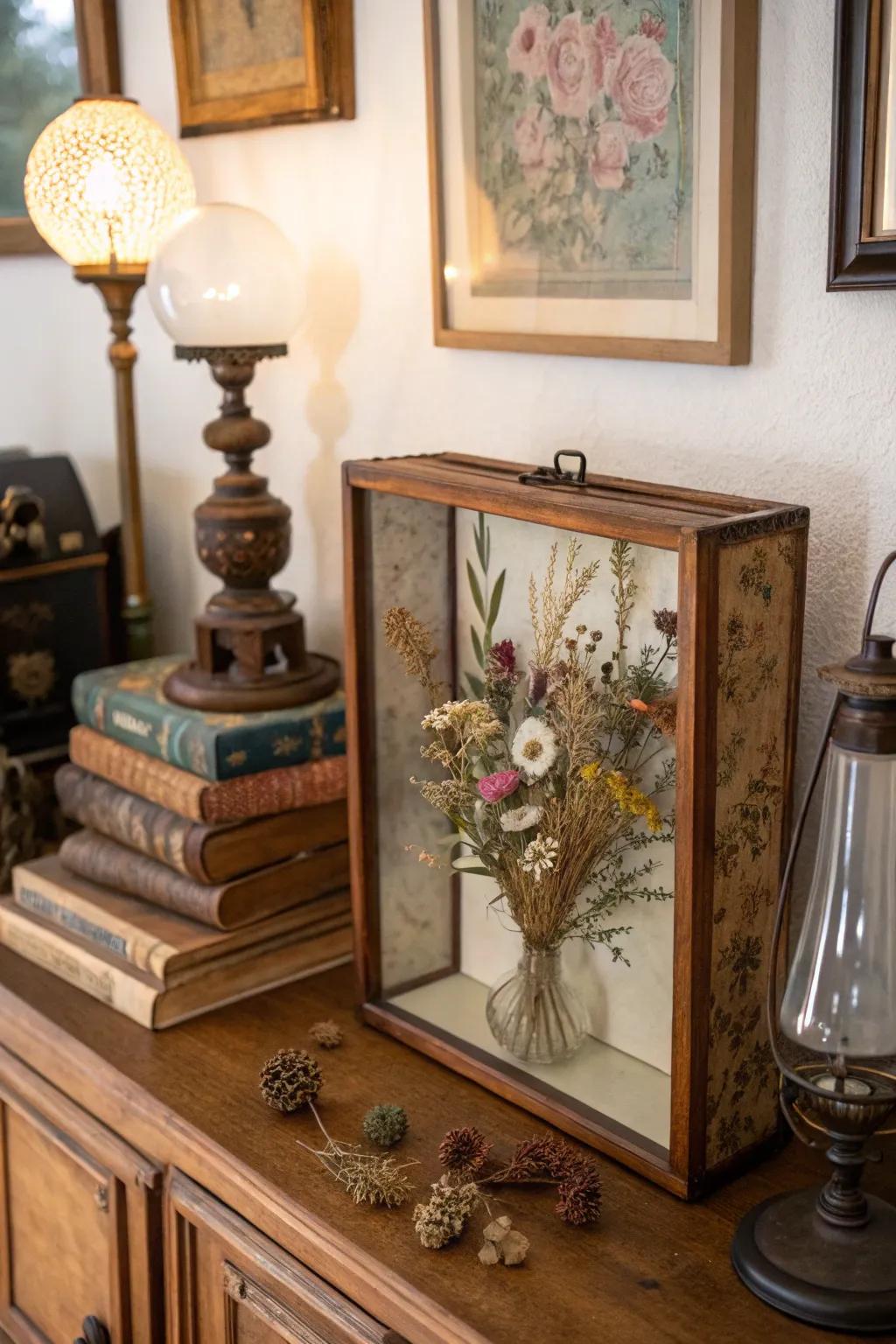 Capture the charm of yesteryear with a vintage-inspired display case.