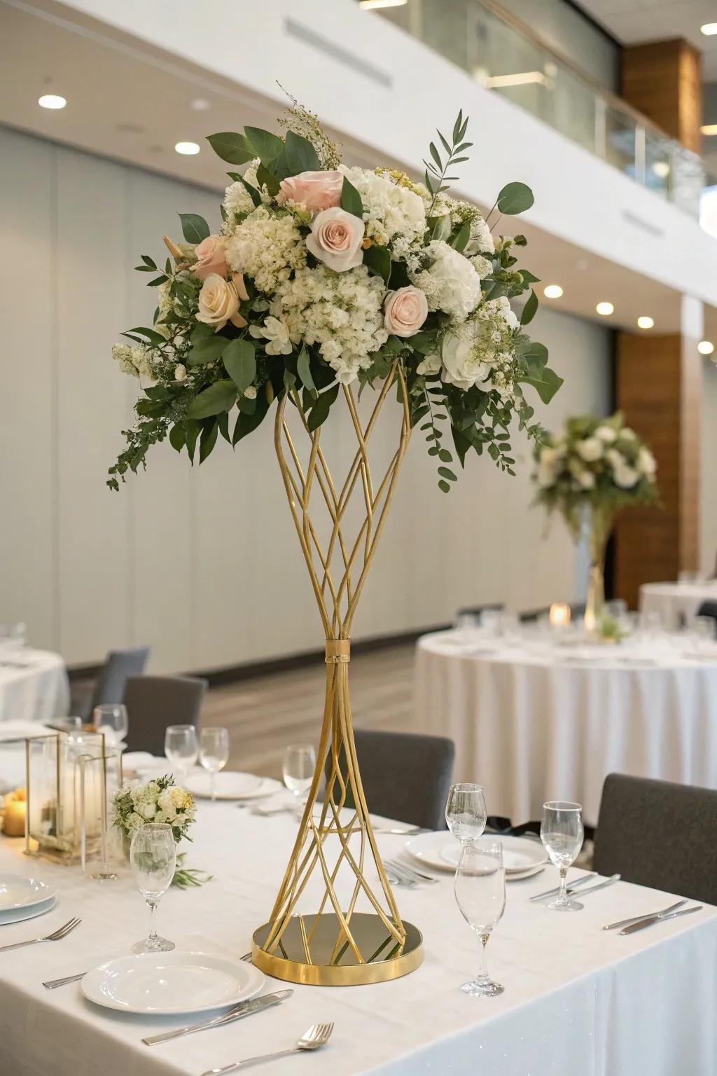 Metal stands suggest luxury and modern grace