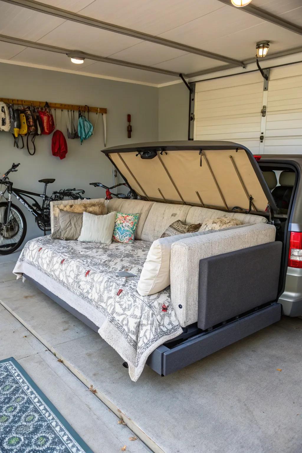 A two-in-one seat offers versatility, turning your garage into a multipurpose space.