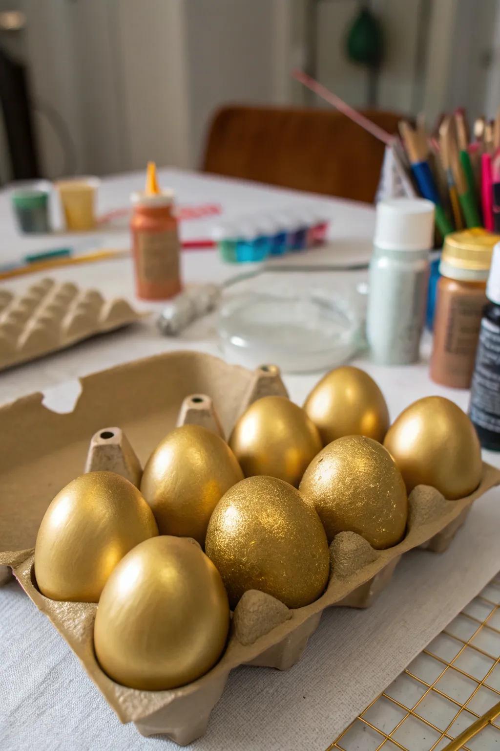 Design your own gilded eggs with basic materials for a unique personal flair.