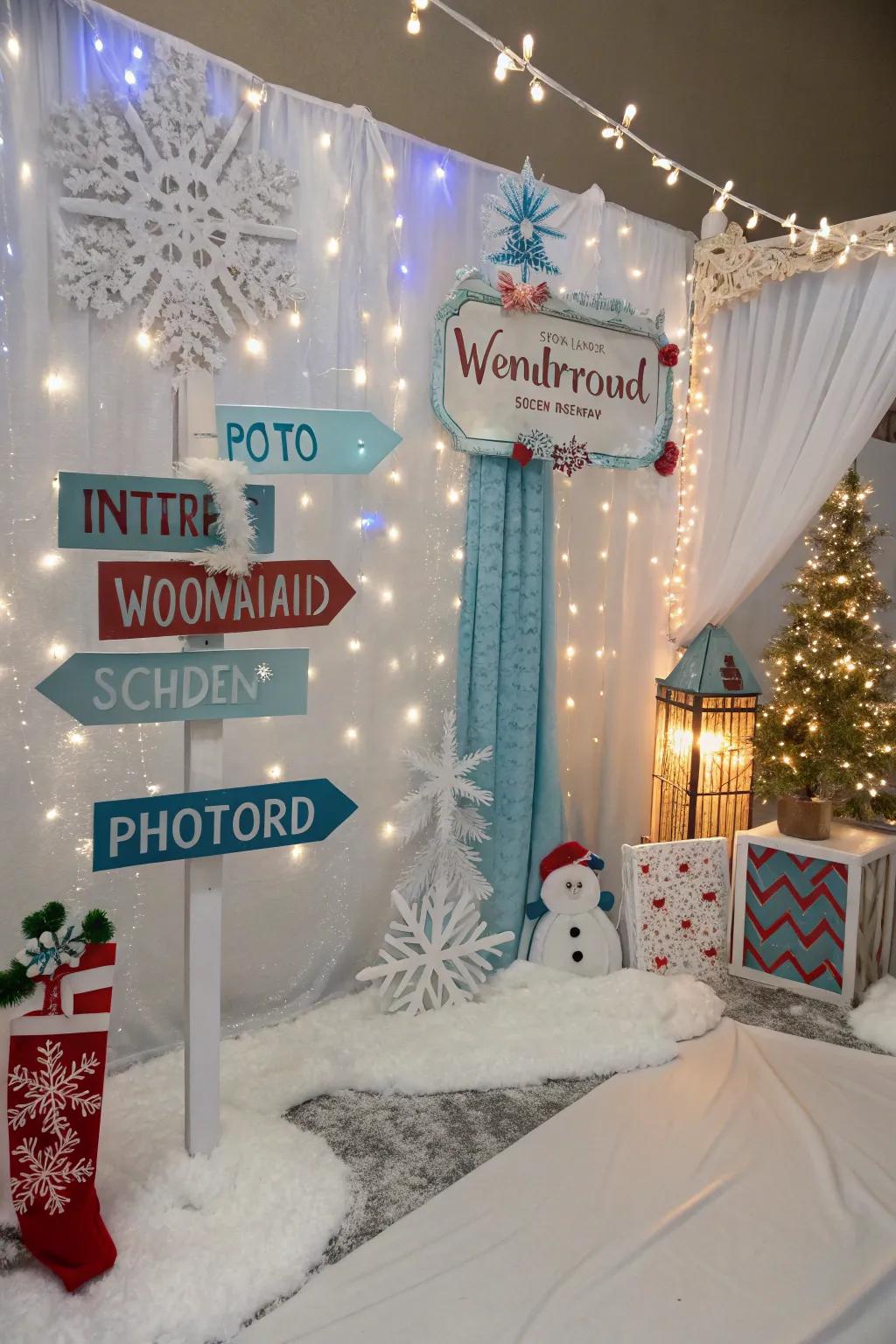 Capture memories in a winter wonderland photo corner.