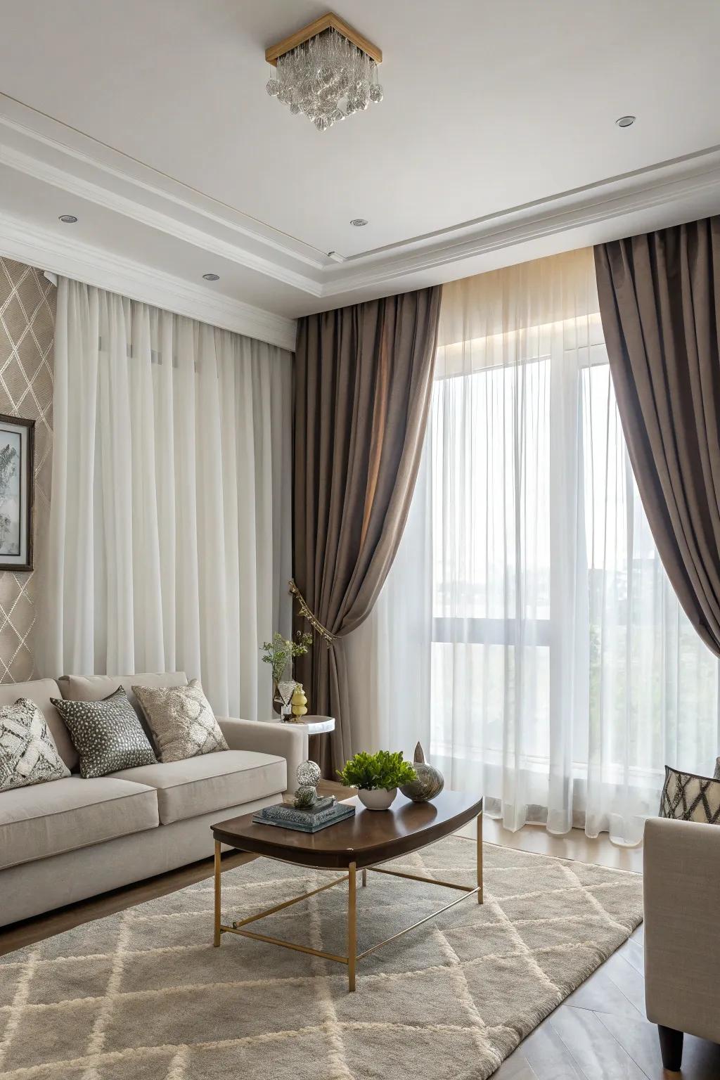 Layering window dressings blends functionality with beauty.