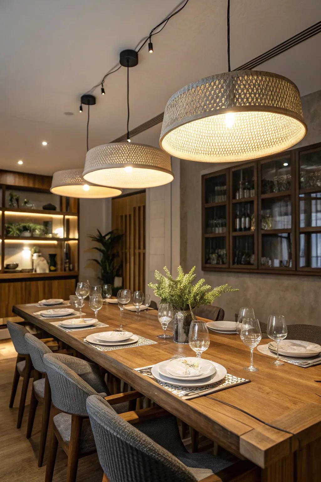 Refined eating area exhibiting industrial vaulted illumination