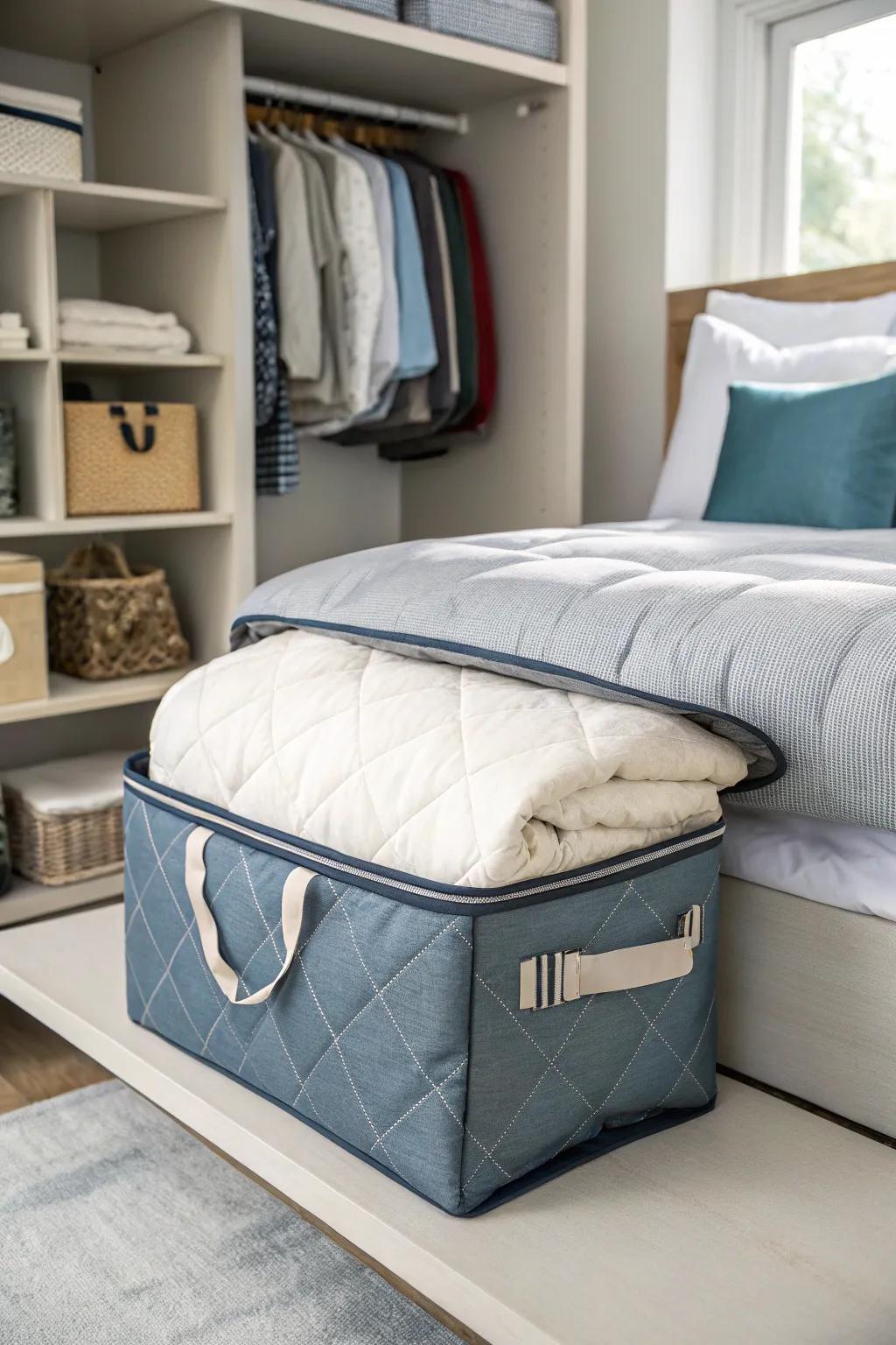 Zip closures ensure comforters are safe from dust and moisture.