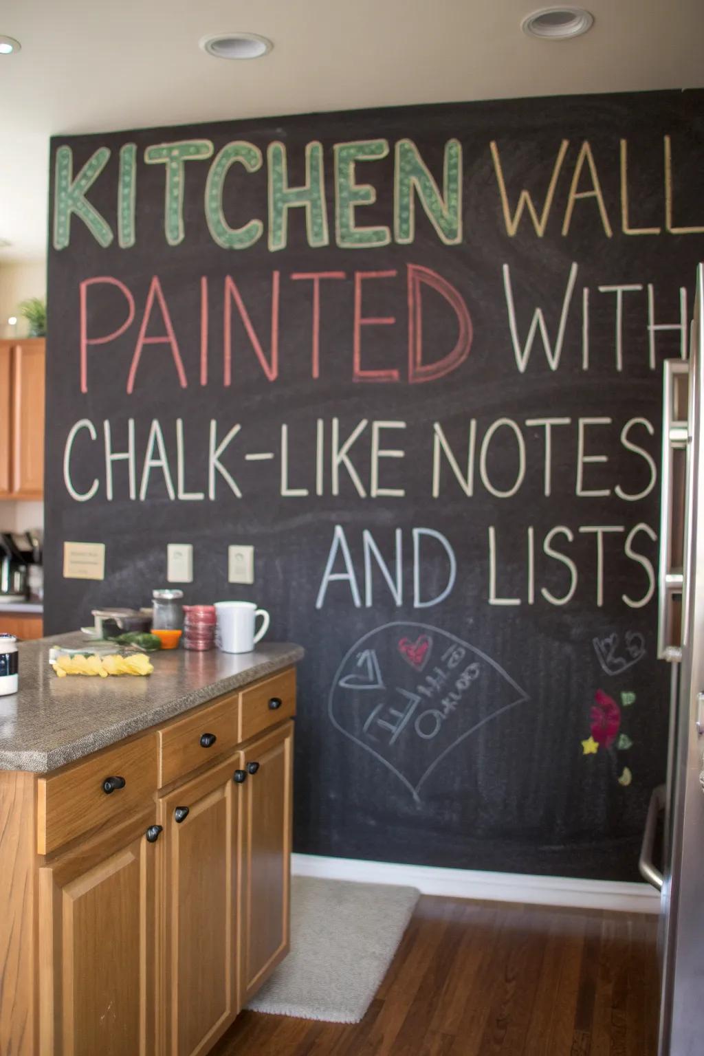 Blackboard coating offers a versatile and erasable surface for notes.