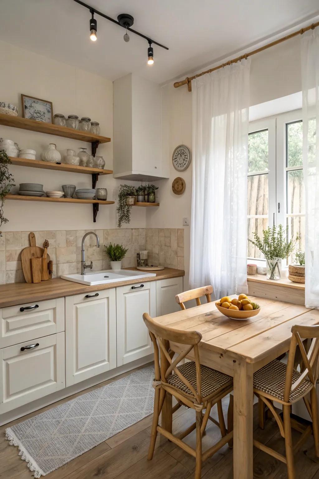 Light colors can make a small kitchen feel bigger.