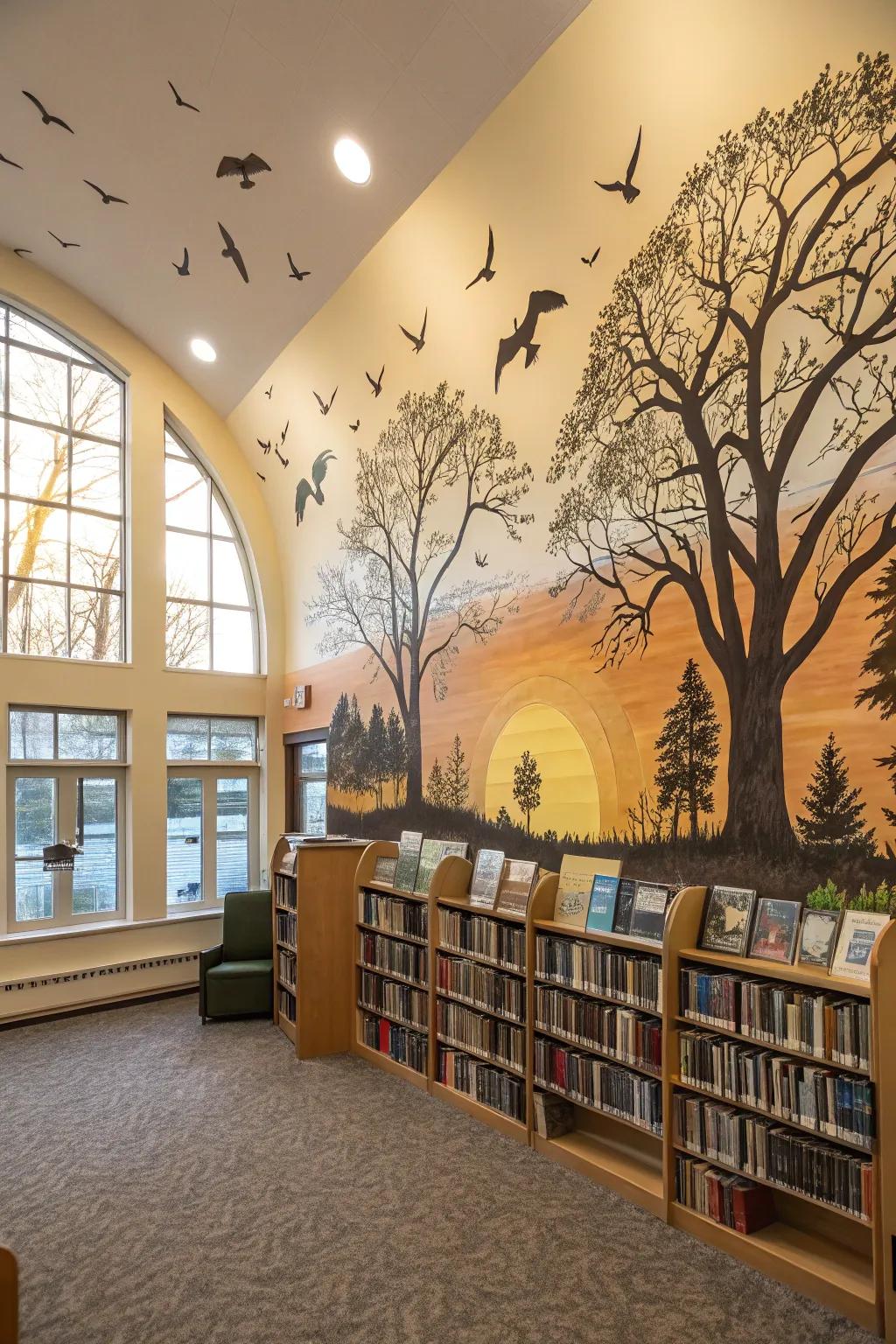 A nature-inspired mural can bring peace and tranquility to your space.