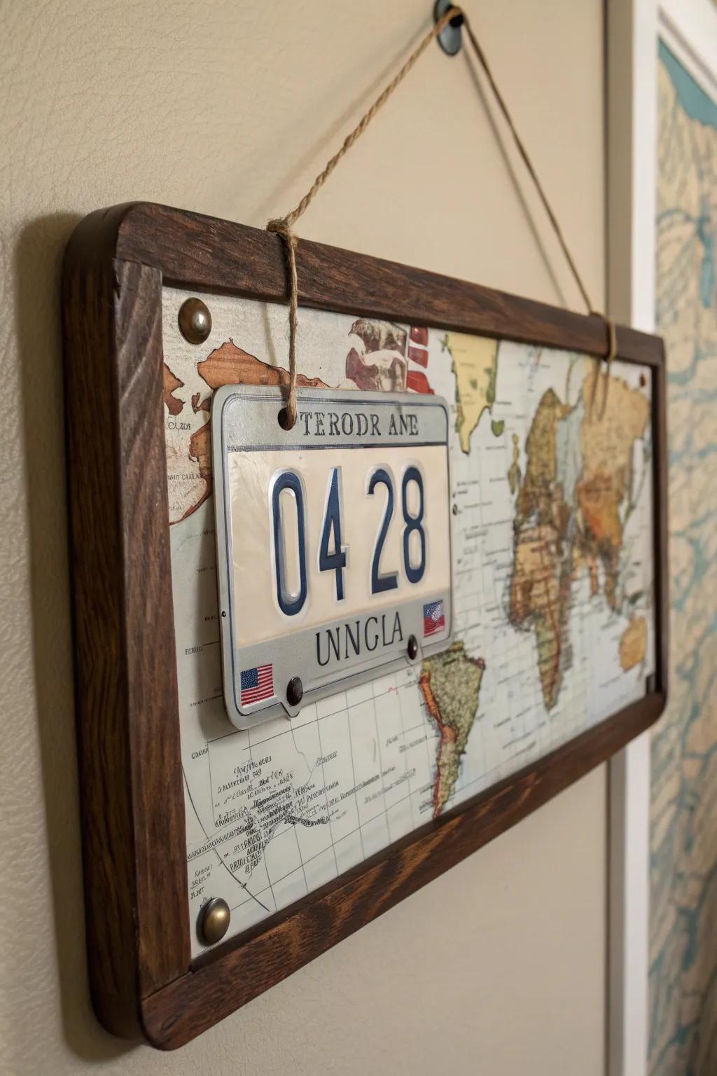 Use license plates as unique frames for your artwork.