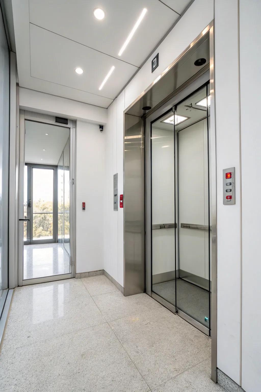 Simplicity and space are key in this minimalist elevator design.