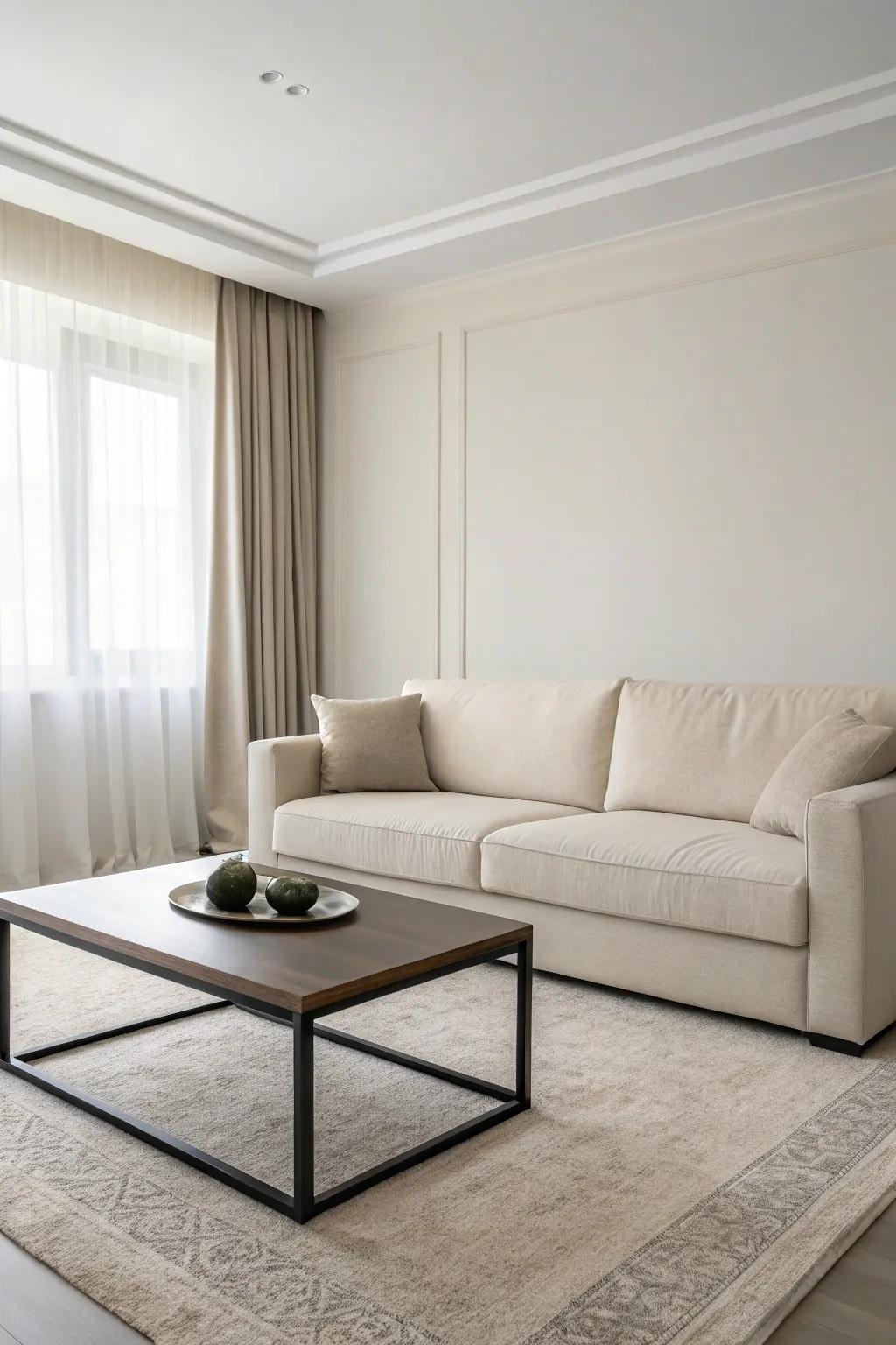 A minimalist space highlighting simplicity and practicality.