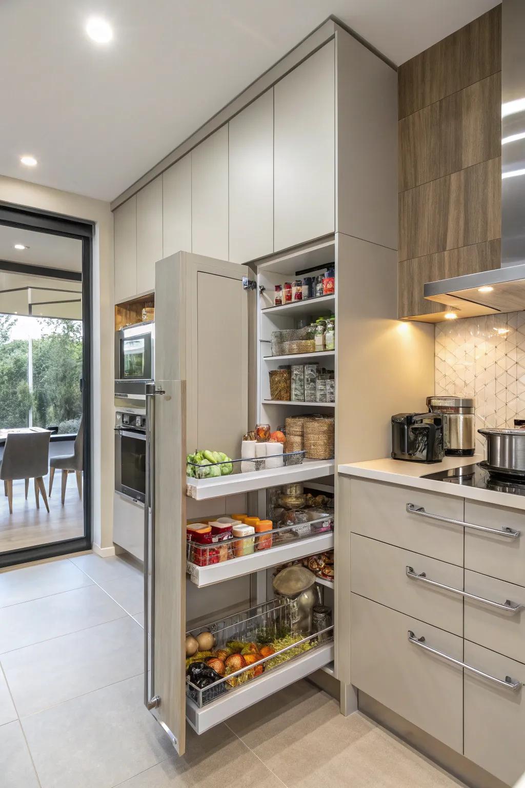 Enhance cooking space organization through shrewd storage modalities.