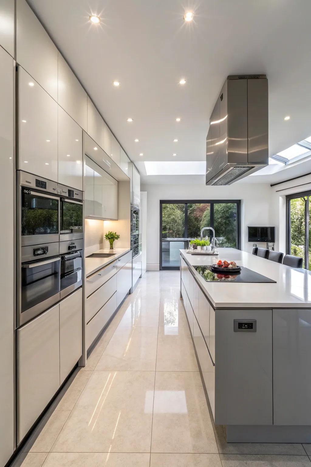 Modern appliances blending effortlessly into the open kitchen design.