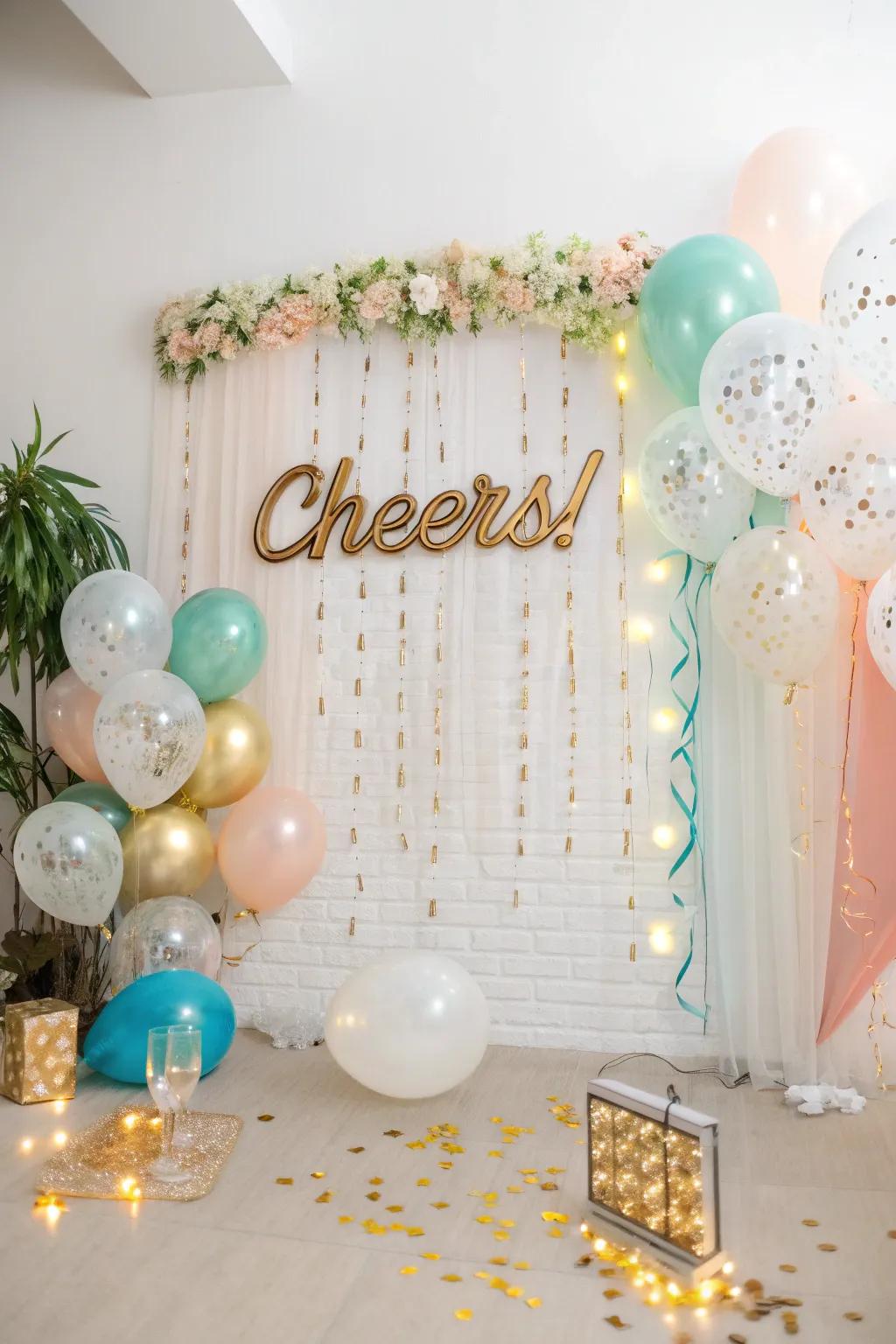A themed backdrop that transforms into the party's photo hotspot.