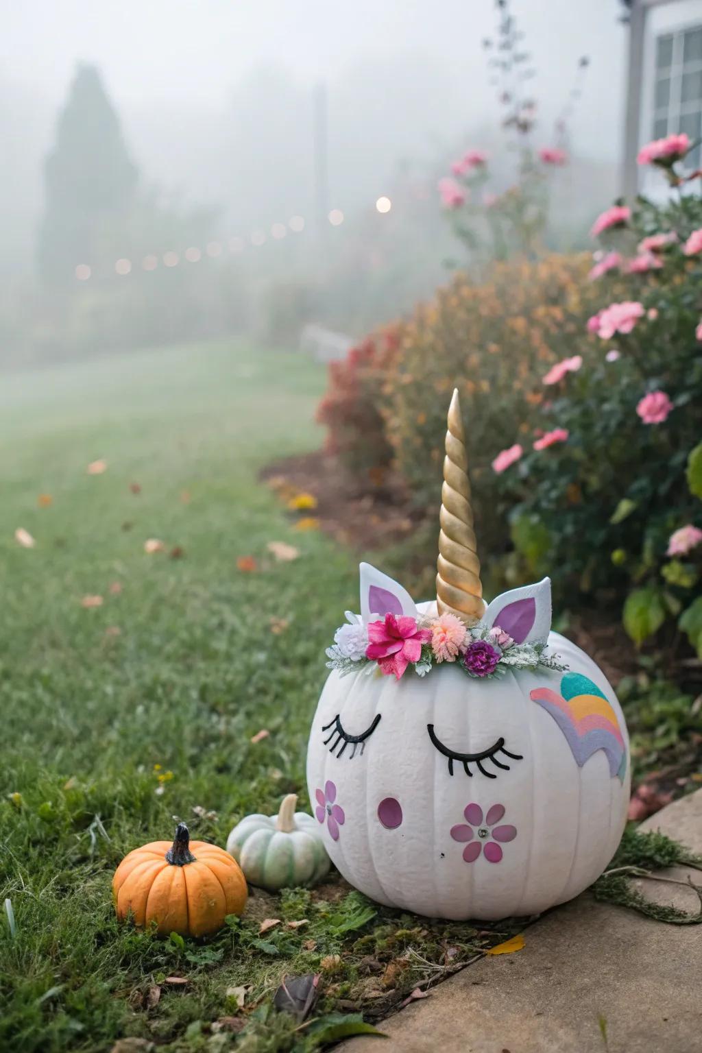 Let your fall celebrations shine with magical unicorn pumpkins.