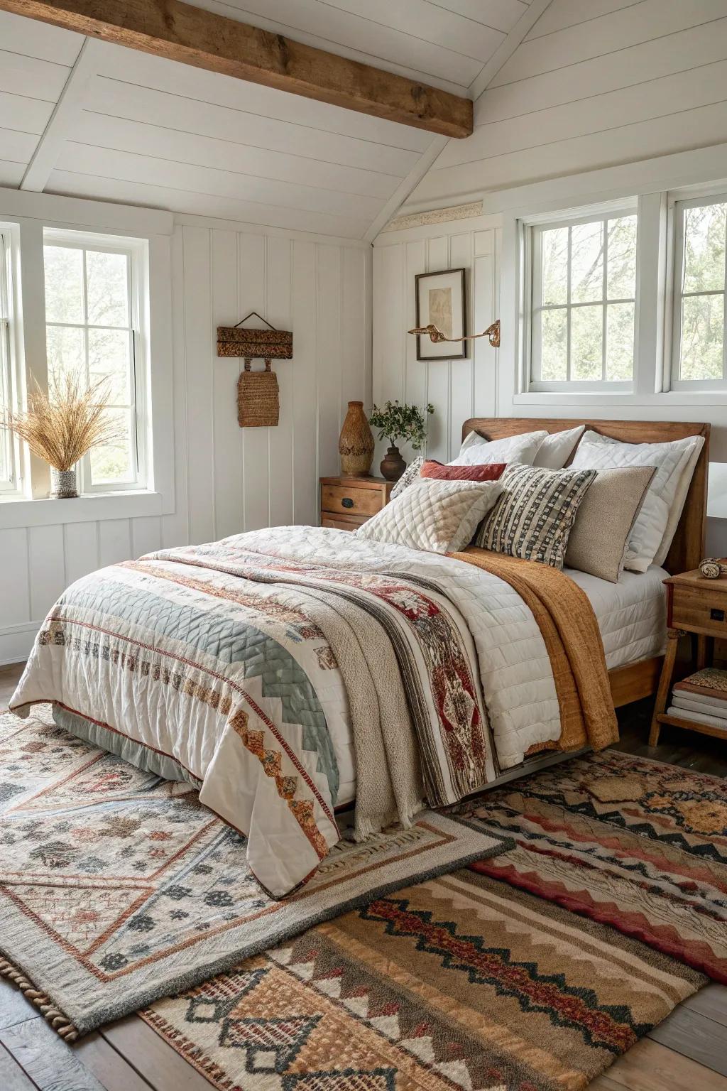 Overlaid fabrics create a warm and welcoming atmosphere.