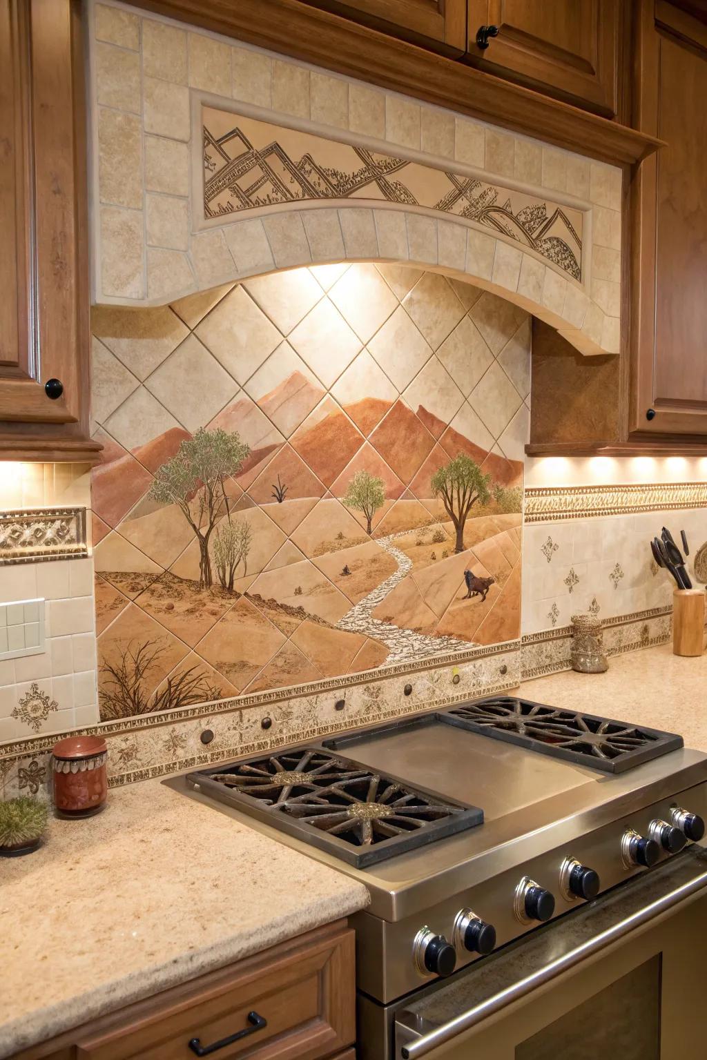 Desert tones establish a calming and unified kitchen environment.