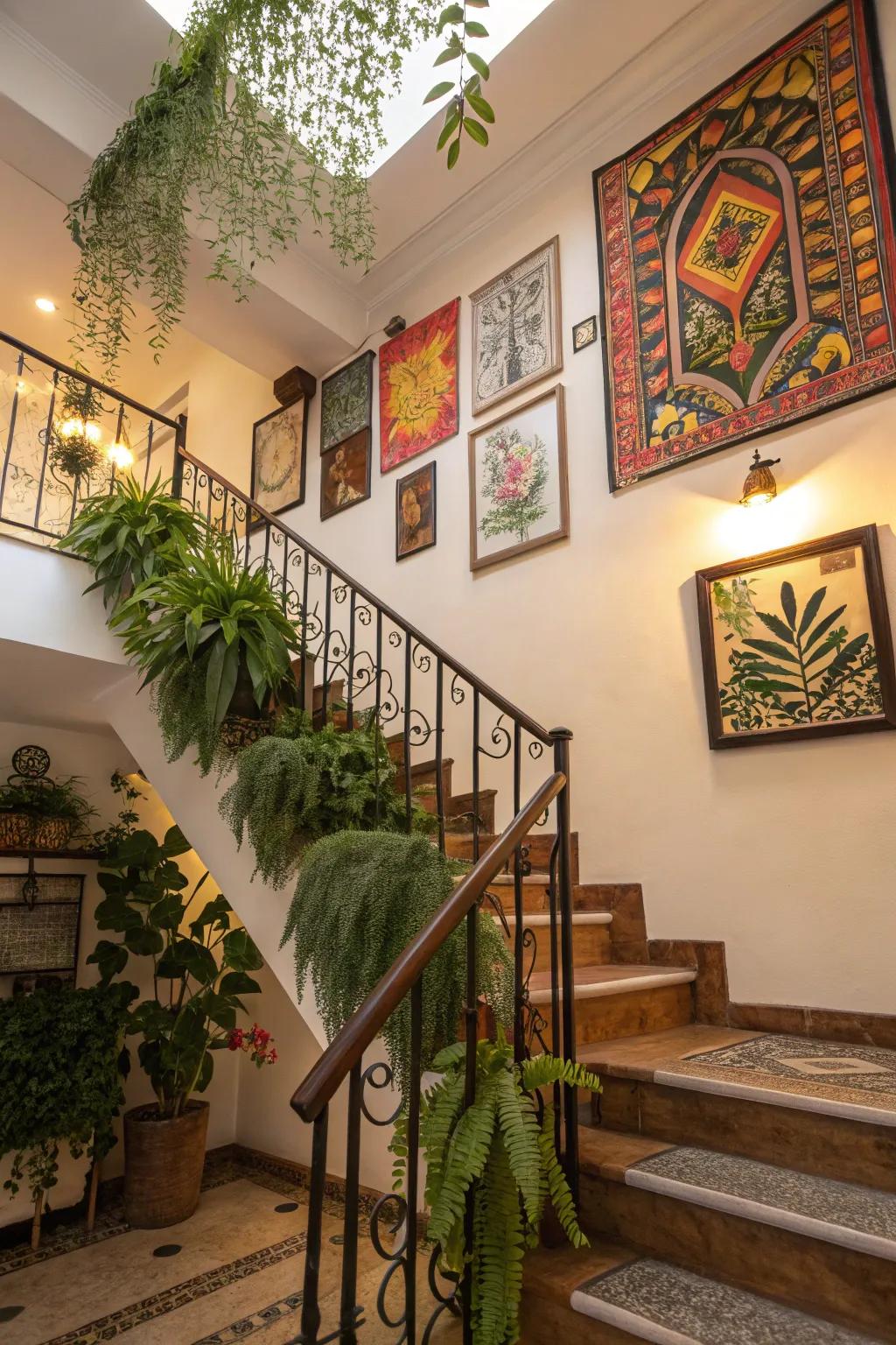 The addition of decorative elements can give your staircase a warmer, more welcoming presence.