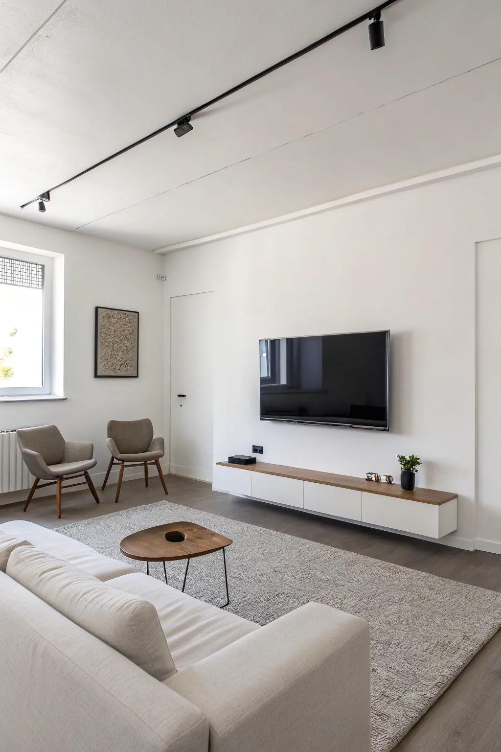 A minimalist TV arrangement that exemplifies simplicity and refinement.