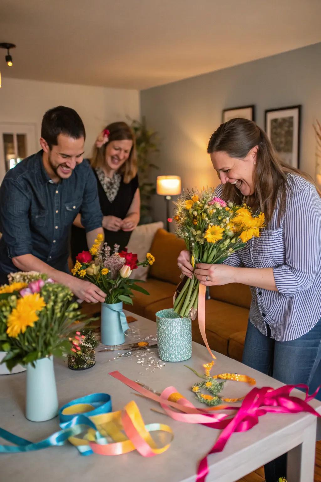 Create breathtaking floral arrangements with your circle of friends.