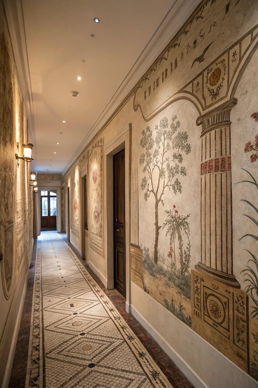 Add charm and history to your hallway with a vintage mural.