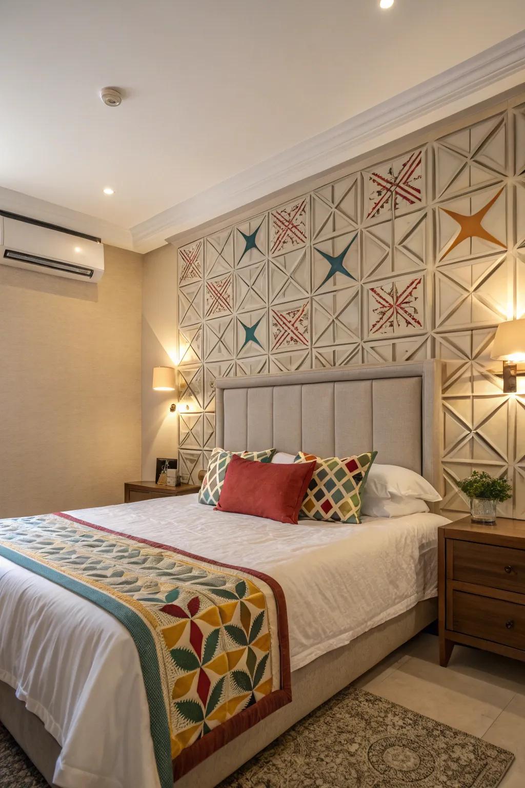 Geometric patterns can turn your headboard into an eye-catching piece of art.