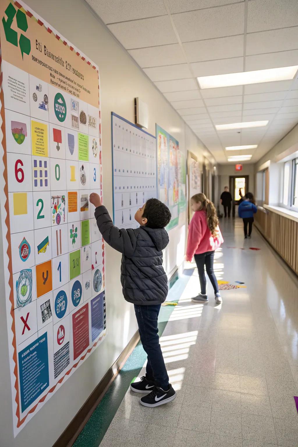 An interactive educational wall that invites students to engage and discover.