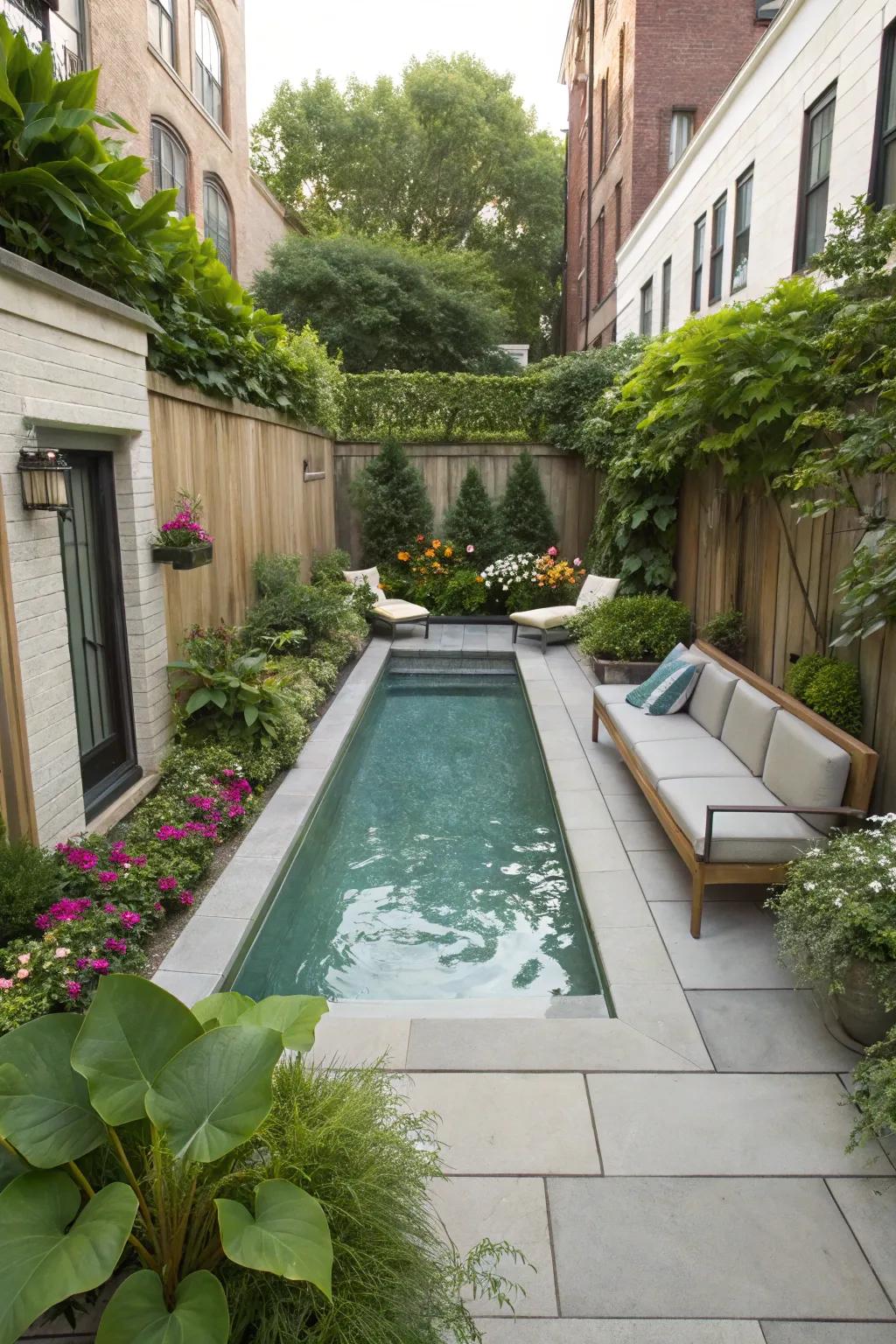 A smart and stylish compact pool for limited spaces.