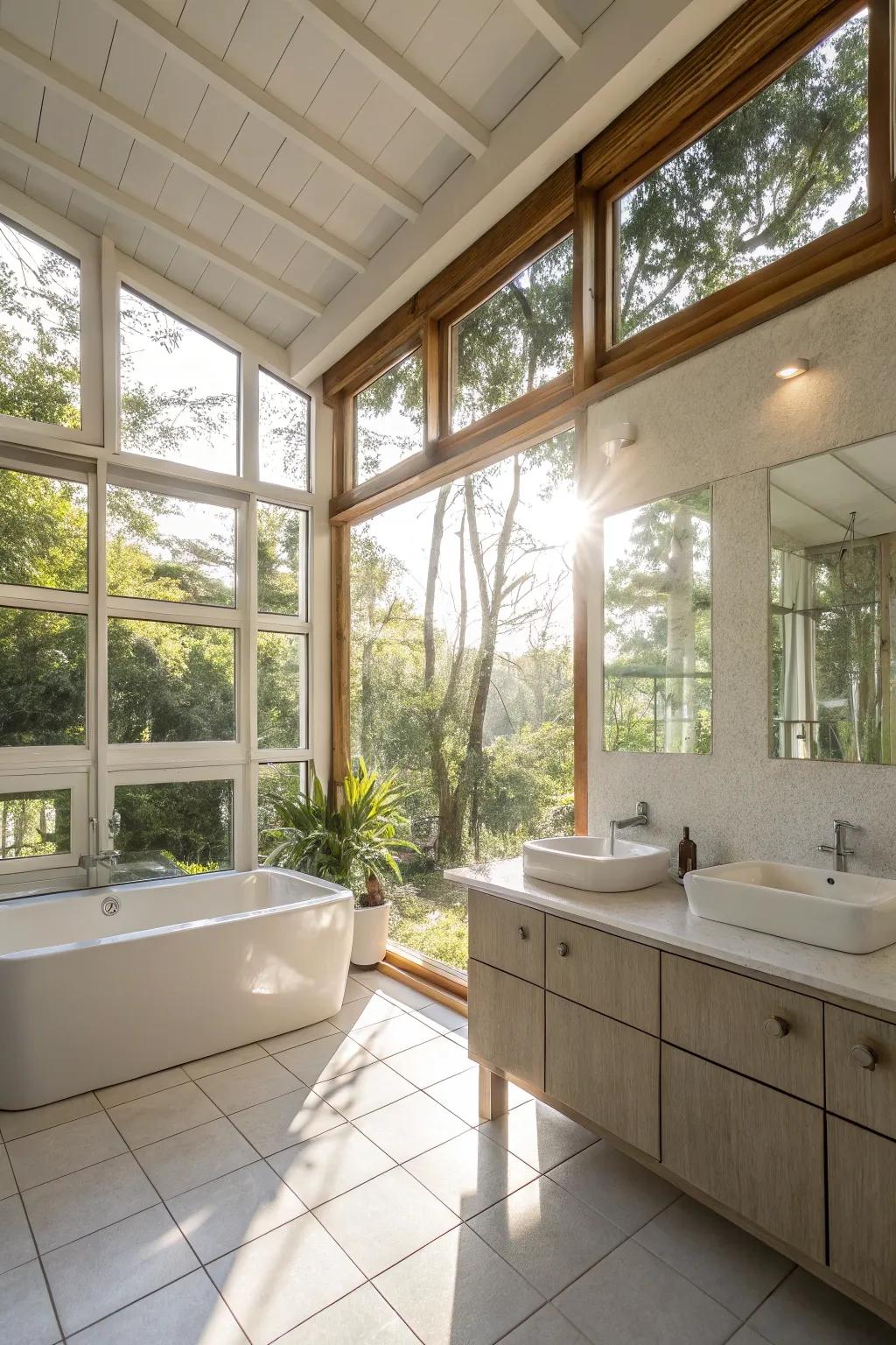 Natural light brings warmth and openness to the bathroom.