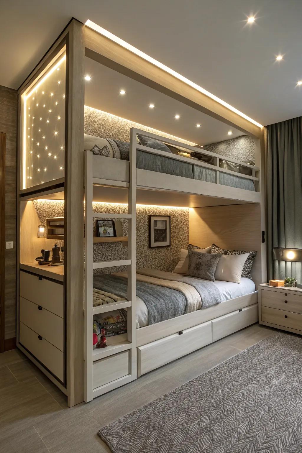 Integrated lighting provides a smooth, custom-made appearance.
