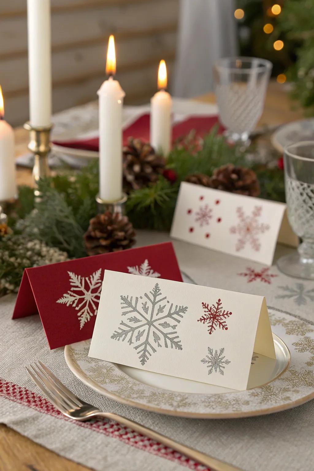 Add a festive flair with holiday-themed place cards.