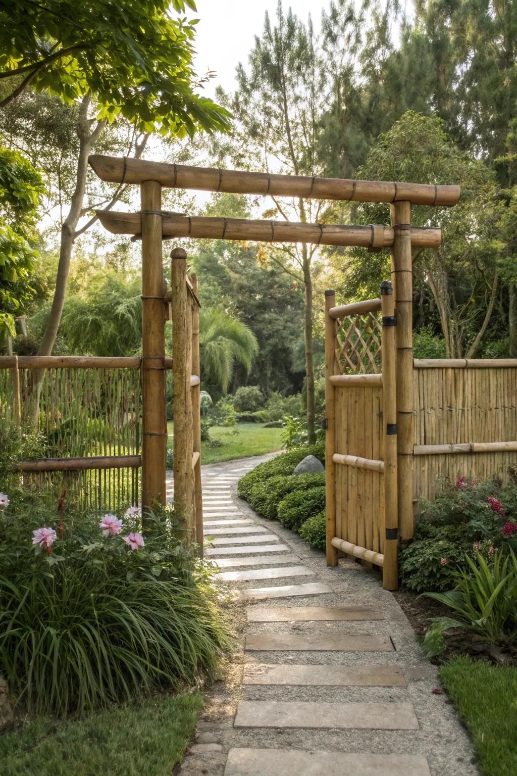 An eco-friendly cane gate with an exotic allure.