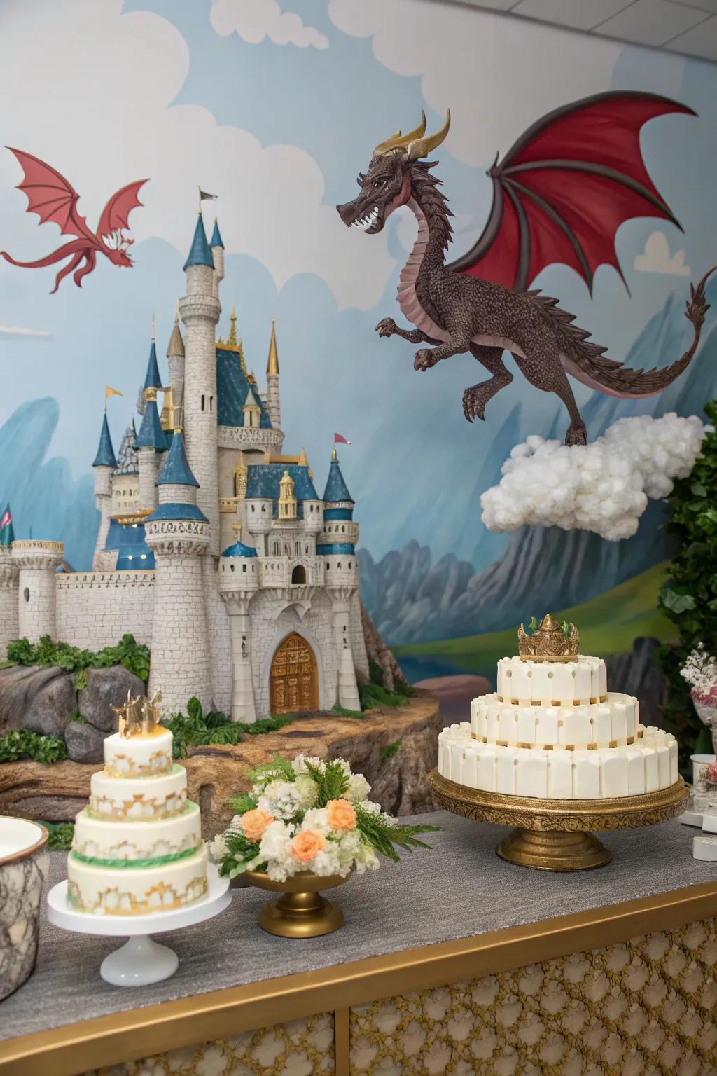 Capture memorable moments with a mystical dragon backdrop.