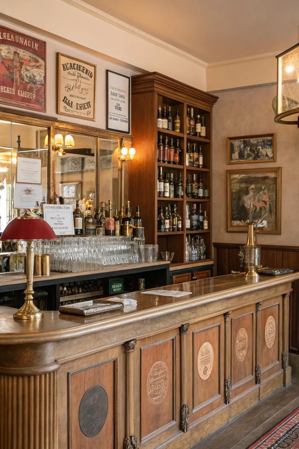 Embrace nostalgia with a vintage-inspired home bar.