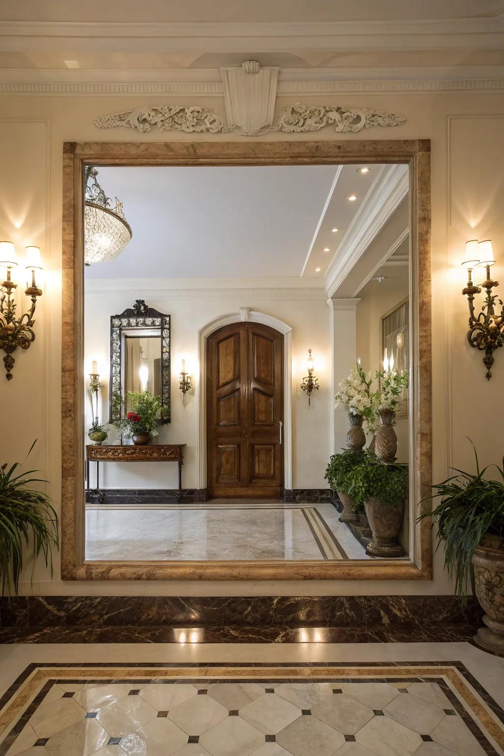 Sconces lend understated beauty to this foyer.