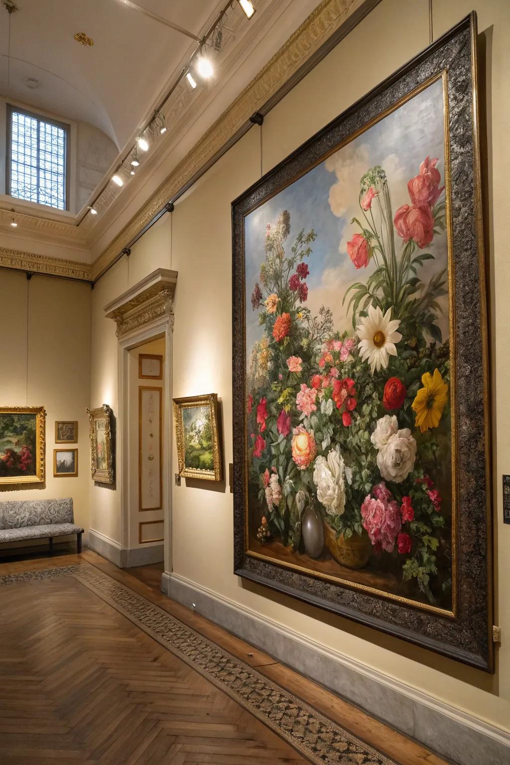 With flower-themed art, elevate your area.