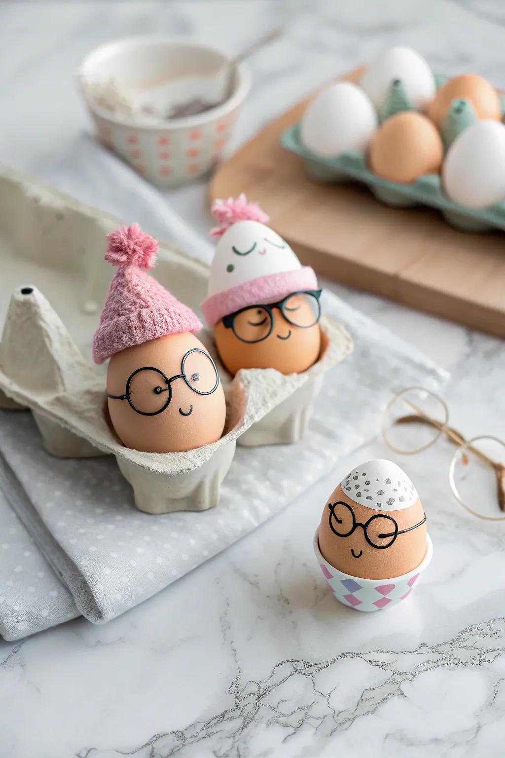 Eggs with character, thanks to fun accessories.